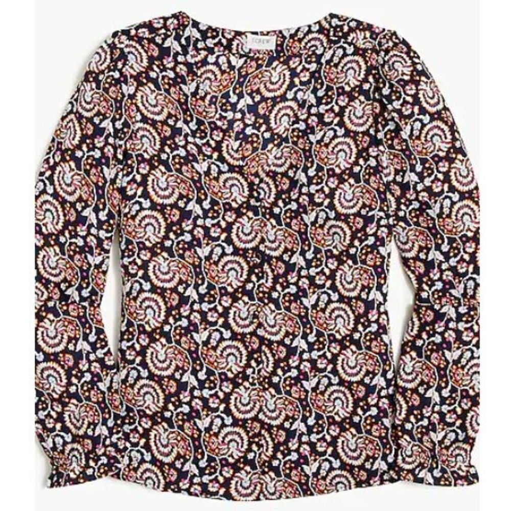 NWT J. Crew V Neck Button Front Shirt - Navy Size XL